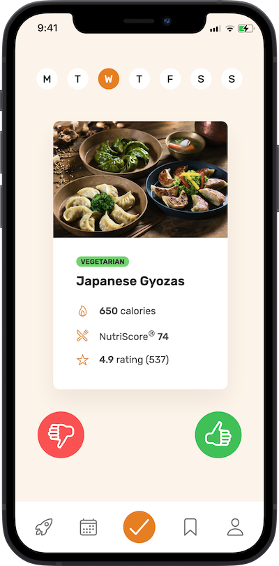 iPhone app
            meal approving plan screen